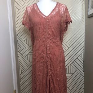 Torrid lace-detailed blush dress